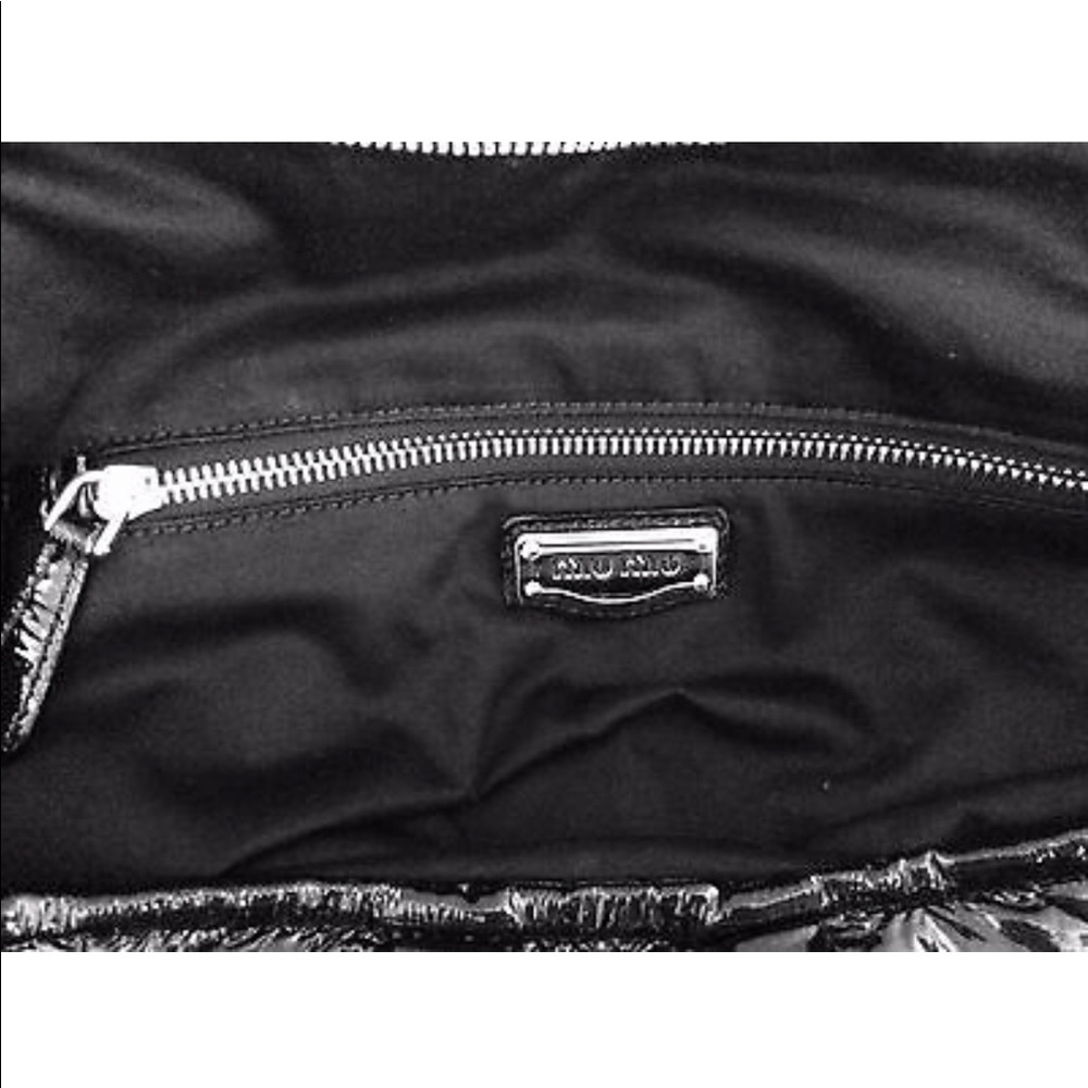 MIU MIU BLK Patent Leather Crossbody Satchel Bag L - Picture 6 of 8